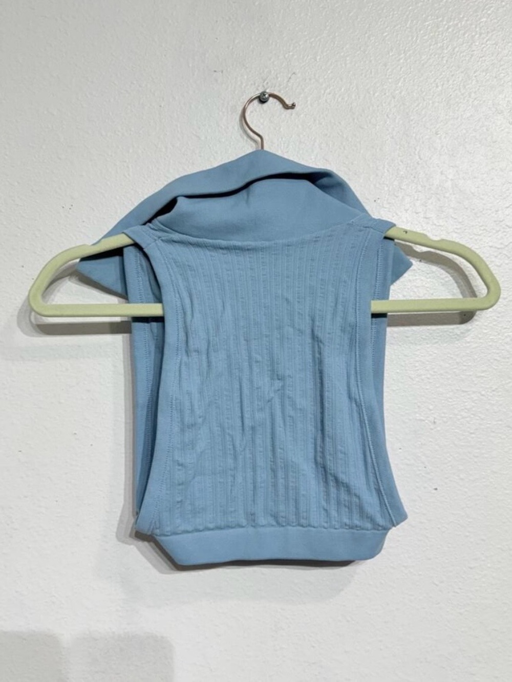 Free People Blue Ribbed Polo Crop Tank Sleeveless Top Sz XS - Picture 7 of 8